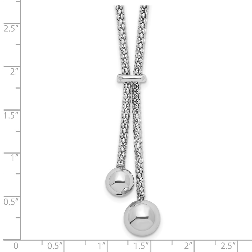 Sterling Silver Rhodium-plated D/C w/1.5in ext. 2-Bead Y-Necklace (QG5234-15.5)