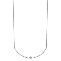 Sterling Silver Rhodium-plated Polished Necklace with Ext., 1" view 2