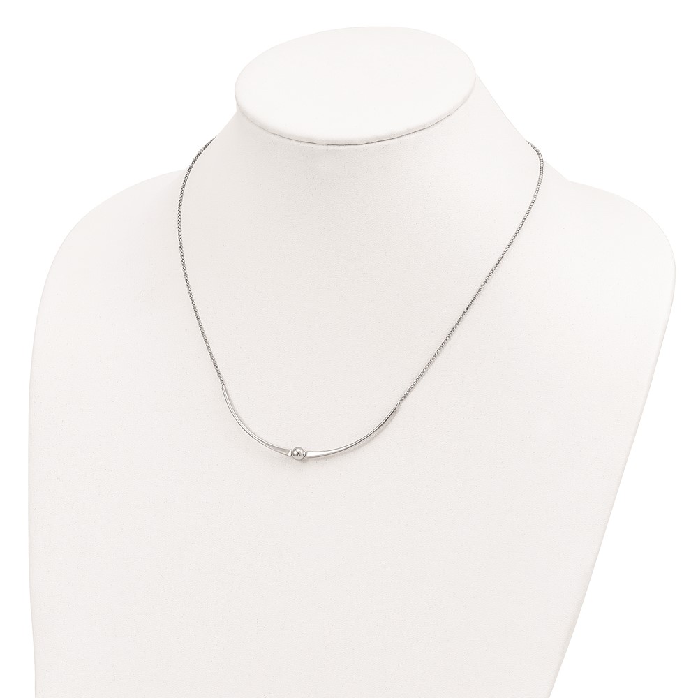 Sterling Silver Rhodium-plated Polished w/ 1 in ext. Necklace (QG5240-17.5)