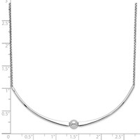 Sterling Silver Rhodium-plated Polished Necklace with Ext., 1" view 4
