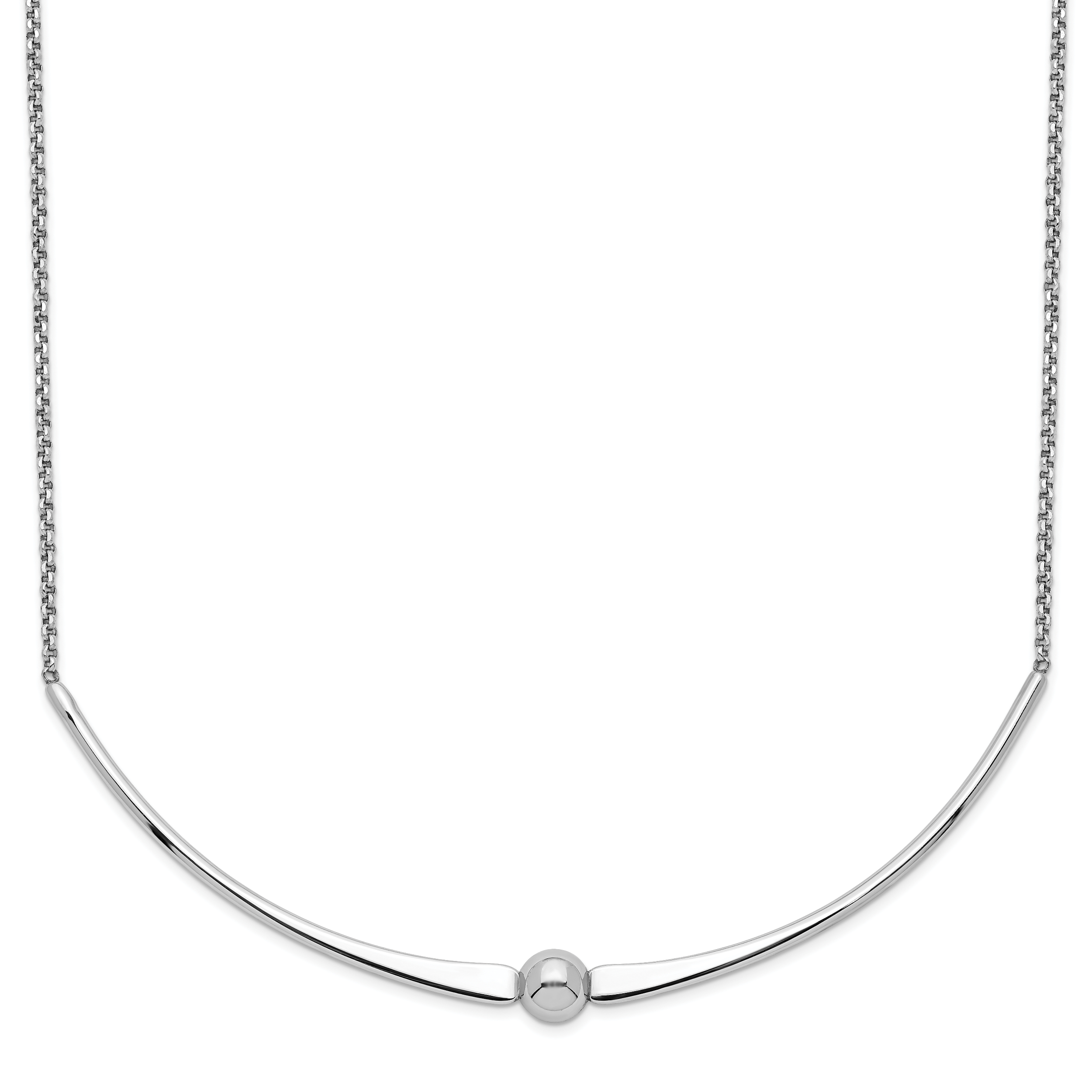 Sterling Silver Rhodium-plated Polished w/ 1 in ext. Necklace (QG5240-17.5)