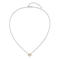 Sterling Silver Rose and Gold-plated 3-Cross Necklace with 2 Inch Extension, 16" view 5