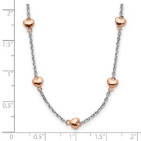 Sterling Silver Rhodium-plated Rose Gold-plated 7-Heart Station Necklace with 1.5 Inch Extension, 15" view 3
