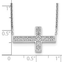 Sterling Silver Polished CZ Cross Necklace, 16" view 3