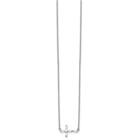Sterling Silver Polished Baguette CZ Cross Necklace, 18" view 2