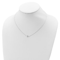 Sterling Silver Polished Baguette CZ Cross Necklace, 18" view 4
