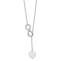 Sterling Silver Rhodium-plated CZ Infinity and Heart Necklace with 2 Inch Extension Lariat, 16" view 2