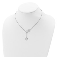 Sterling Silver Rhodium-plated CZ Infinity and Heart Necklace with 2 Inch Extension Lariat, 16" view 4
