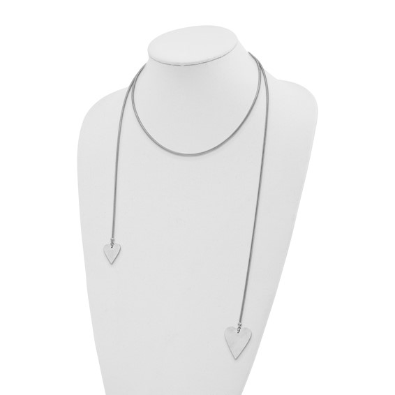 Sterling Silver Heart Cable Wrap Necklace