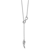 Sterling Silver Rhodium-plated Open Infinity and Wing Necklace with 2 Inch Extension Lariat, 16.5" view 2