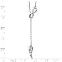 Sterling Silver Rhodium-plated Open Infinity and Wing Necklace with 2 Inch Extension Lariat, 16.5" view 3