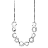 Sterling Silver Rhodium-plated Infinity Necklace with Ext., 2" view 2