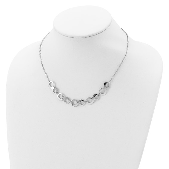 Sterling Silver Rhodium-plated Infinity w/2in. Ext. Necklace