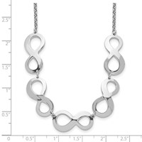 Sterling Silver Rhodium-plated Infinity Necklace with Ext., 2" view 3