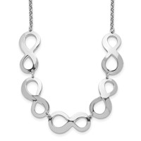 Sterling Silver Rhodium-plated Infinity Necklace with Ext., 2" view 1