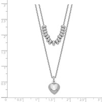 Sterling Silver Rhodium-plated 2-Strand Beads & Heart Dangle Necklace view 2