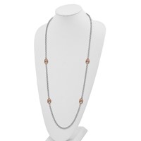 Sterling Silver and Rose-tone Polished Necklace with Ext Fancy, 1" view 2
