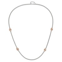 Sterling Silver and Rose-tone Polished Necklace with Ext Fancy, 1" view 3