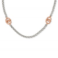Sterling Silver and Rose-tone Polished Necklace with Ext Fancy, 1" view 1