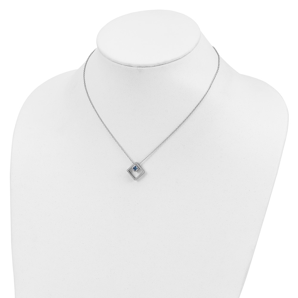 Sterling Silver RH-plated 5mm CZ and Spinel w/1in. Ext. Necklace (QG5275-16)