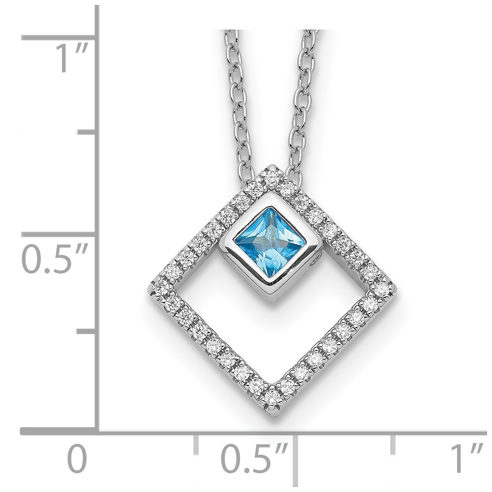 Sterling Silver RH-plated 5mm CZ and Spinel w/1in. Ext. Necklace (QG5275-16)