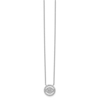 Sterling Silver Rhodium-plated CZ Evil Eye Necklace with 2 Inch Extension, 17" view 2
