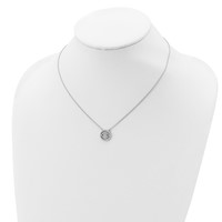 Sterling Silver Rhodium-plated CZ Evil Eye Necklace with 2 Inch Extension, 17" view 4