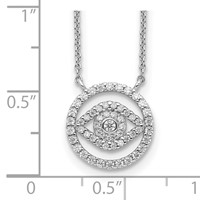 Sterling Silver Rhodium-plated CZ Evil Eye Necklace with 2 Inch Extension, 17" view 3