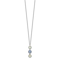 Sterling Silver Rhodium-plated Blue and White Crystal Necklace with 2 Inch Extension, 17.5" view 2