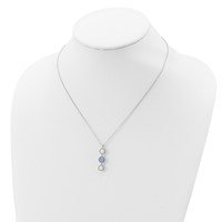 Sterling Silver Rhodium-plated Blue and White Crystal Necklace with 2 Inch Extension, 17.5" view 4