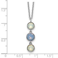 Sterling Silver Rhodium-plated Blue and White Crystal Necklace with 2 Inch Extension, 17.5" view 3