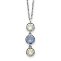 Sterling Silver Rhodium-plated Blue and White Crystal Necklace with 2 Inch Extension, 17.5" view 1