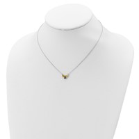 Sterling Silver Polished Yellow & Black Enameled Bumblebee Necklace with Extension 16 Inch, 2" view 4