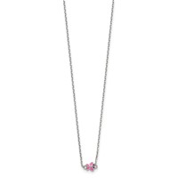 Sterling Silver Polished Pink & Black Enameled Butterfly Necklace with Extension Children's, 2" view 2