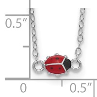 Sterling Silver Polished Red & Black Enameled Ladybug Necklace with Extension 16 Inch, 2" view 3