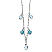 Sterling Silver Rhod-plat London and Sky Blue Topaz Necklace with Ext., 2" view 2