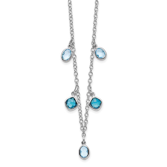 Sterling Silver Rhod-plat London and Sky Blue Topaz w/ 2in ext. Necklace