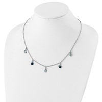 Sterling Silver Rhod-plat London and Sky Blue Topaz Necklace with Ext., 2" view 4