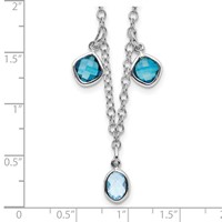 Sterling Silver Rhod-plat London and Sky Blue Topaz Necklace with Ext., 2" view 3