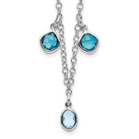 Sterling Silver Rhod-plat London and Sky Blue Topaz Necklace with Ext., 2" view 1