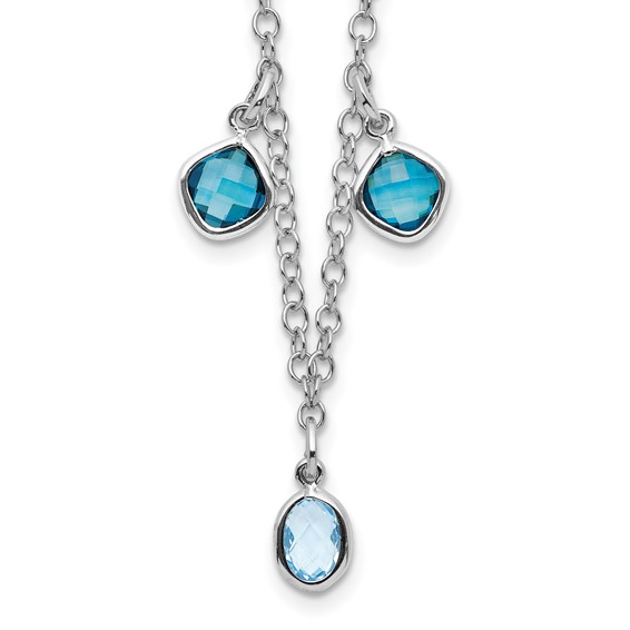 Sterling Silver Rhod-plat London and Sky Blue Topaz w/ 2in ext. Necklace