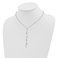 Sterling Silver Rhodium-plated CZ Dangle with 2 Inch Extension Y-Necklace, 16" view 3