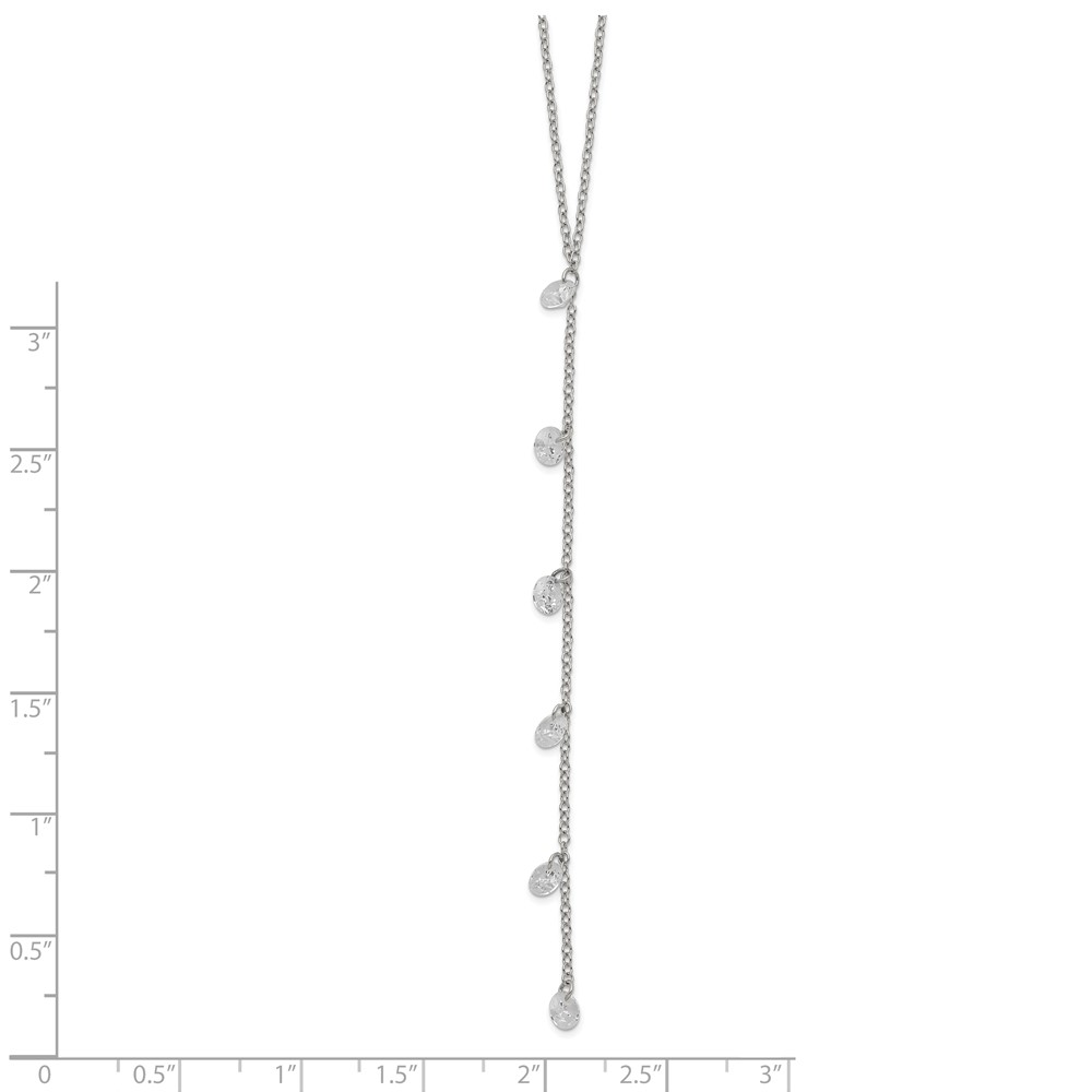 Sterling Silver Rhodium-plated CZ Dangle w/ 2in ext. Necklace (QG5308-16)