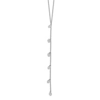 Sterling Silver Rhodium-plated CZ Dangle with 2 Inch Extension Y-Necklace, 16" view 1