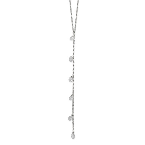 Sterling Silver Rhodium-plated CZ Dangle with 2 Inch Extension Y-Necklace, 16"