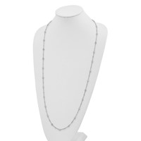 Sterling Silver Rhodium-plated 5mm Bezel-set White Topaz Station Necklace, 36" view 2