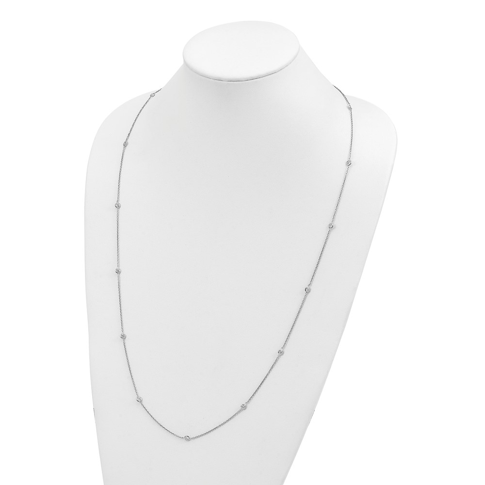 Sterling Silver Rhodium-plated CZ 15-Station Necklace (QG5311-32)