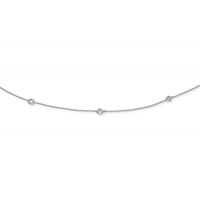 Sterling Silver Rhodium-plated 3mm Bezel-set CZ 15-Station Necklace, 32" view 1
