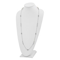 Sterling Silver Polished Bead & Freshwater Cultured Pearl Necklace view 2