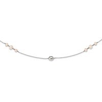 Sterling Silver Polished Bead & Freshwater Cultured Pearl Necklace view 1